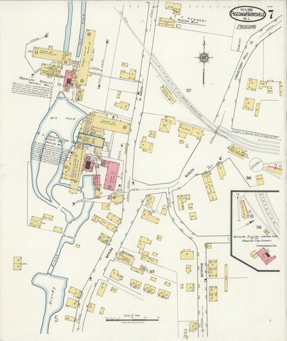 Sanborn Fire Insurance Map from Pascoag, Providence County, Rhode Island (1921), Sheet #0007 - Complete Map Set gallery image, historic Sanborn map, vintage wall art, Rhode Island Rhode Island
