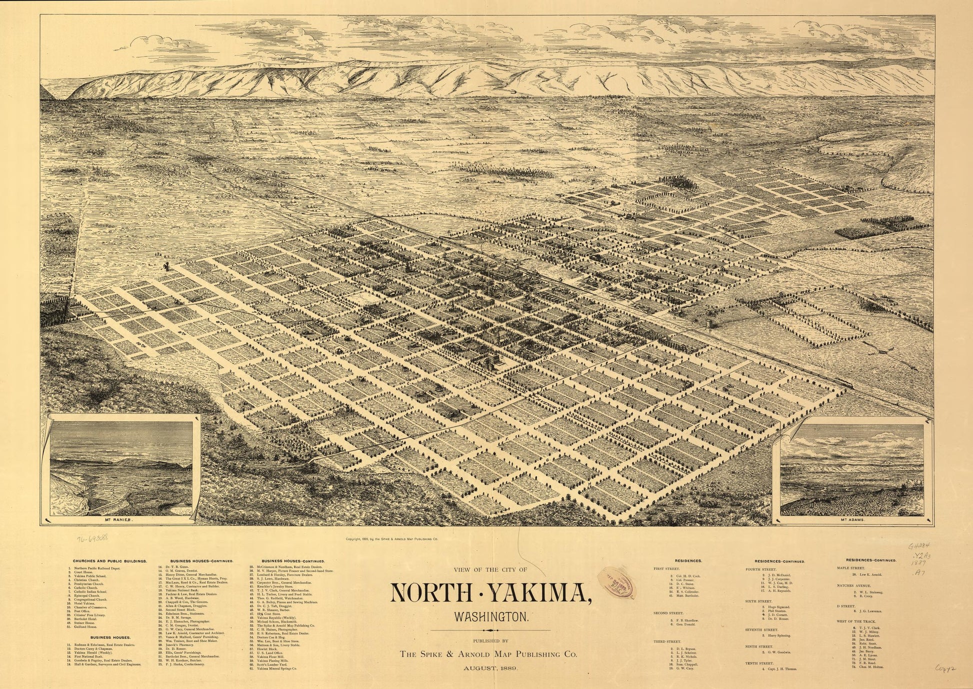 View of the city of North Yakima, Washington. (1889) – Historic Bird’s-Eye View Panorama Print