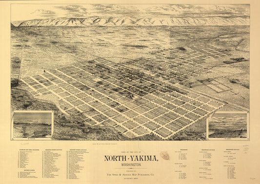 View of the city of North Yakima, Washington. (1889) – Historic Bird’s-Eye View Panorama Print
