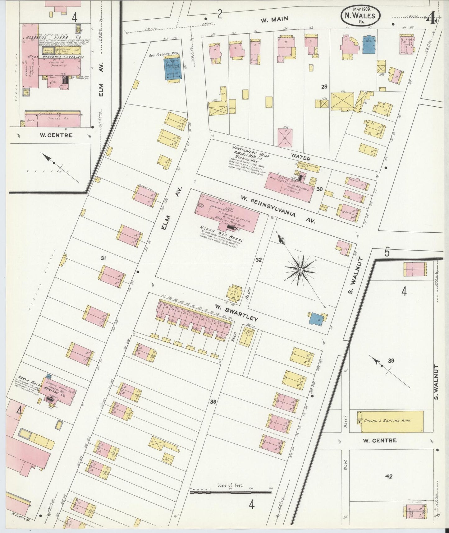 Sanborn Fire Insurance Map from North Wales, Montgomery County, Pennsylvania (1909), Sheet #0004 - Complete Map Set gallery image, historic Sanborn map, vintage wall art, Pennsylvania Pennsylvania