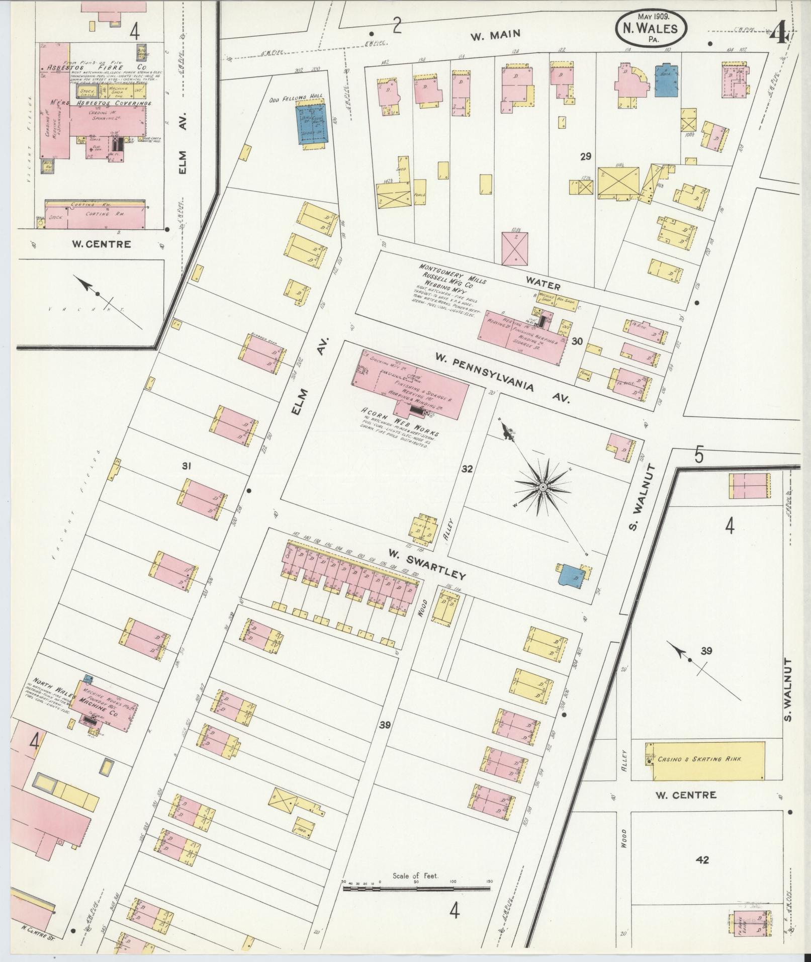 Sanborn Fire Insurance Map from North Wales, Montgomery County, Pennsylvania (1909), Sheet #0004 - Complete Map Set gallery image, historic Sanborn map, vintage wall art, Pennsylvania Pennsylvania
