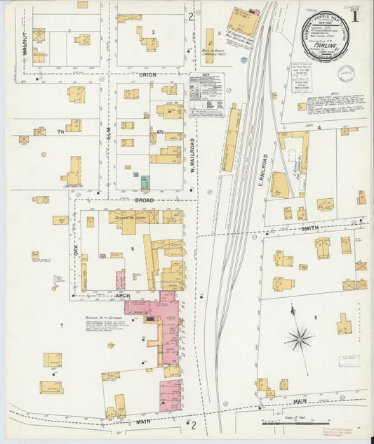 Sanborn Fire Insurance Map from Pawling, Dutchess County, New York (1900), Sheet #0001 - Historic Sanborn Fire Insurance Map Print, vintage old map wall art, antique decor, genealogy gift, New York New York map