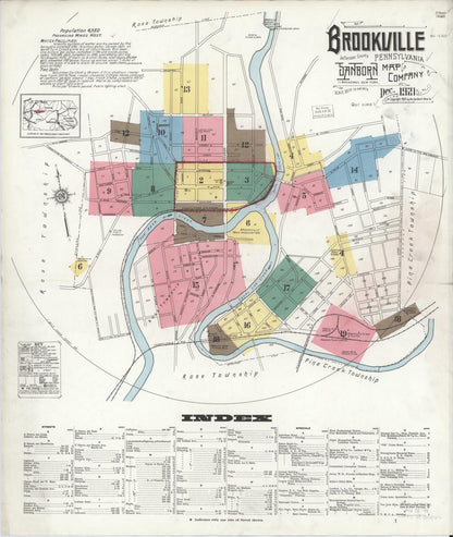 Sanborn Fire Insurance Map from Brookville, Jefferson County, Pennsylvania (1921), Sheet #0001 - Complete Map Set gallery image, historic Sanborn map, vintage wall art, Pennsylvania Pennsylvania