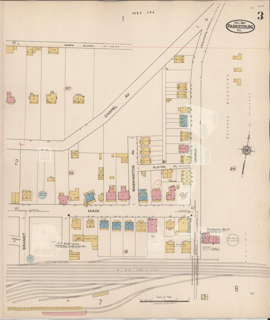 Sanborn Fire Insurance Map from Parkesburg, Chester County, Pennsylvania (1934), Sheet #0003 - Historic Sanborn Fire Insurance Map Print, vintage old map wall art, antique decor, genealogy gift, Pennsylvania Pennsylvania map