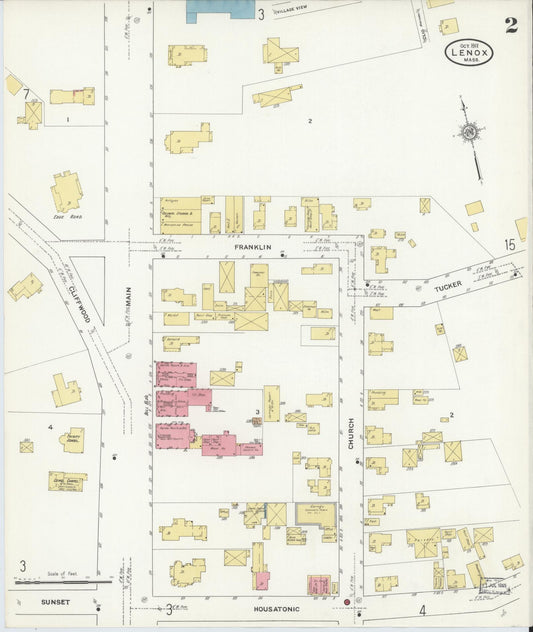 Sanborn Fire Insurance Map from Lenox, Berkshire County, Massachusetts (1911), Sheet #0002 - Historic Sanborn Fire Insurance Map Print, vintage old map wall art, antique decor, genealogy gift, Massachusetts Massachusetts map