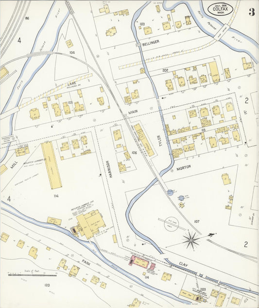 Sanborn Fire Insurance Map from Colfax, Whitman County, Washington (1908), Sheet #0003 - Historic Sanborn Fire Insurance Map Print, vintage old map wall art, antique decor, genealogy gift, Washington Washington map