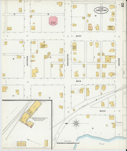 Sanborn Fire Insurance Map from Jamestown, Mercer County, Pennsylvania (1900), Sheet #0002 - Complete Map Set gallery image, historic Sanborn map, vintage wall art, Pennsylvania Pennsylvania