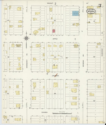 Sanborn Fire Insurance Map from Wewoka, Seminole County, Oklahoma (1913), Sheet #0003 - Complete Map Set gallery image, historic Sanborn map, vintage wall art, Oklahoma Oklahoma