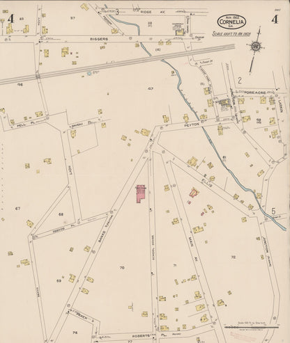 Sanborn Fire Insurance Map from Cornelia, Habersbam County, Georgia (1922), Sheet #0004 - Complete Map Set gallery image, historic Sanborn map, vintage wall art, Georgia Georgia