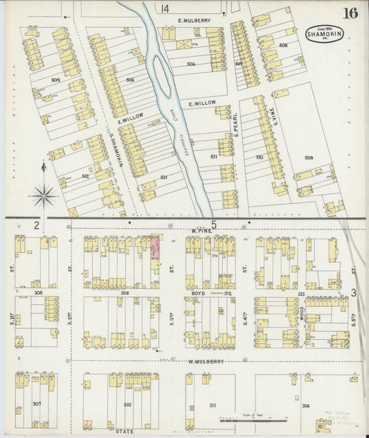 Sanborn Fire Insurance Map from Shamokin, Northumberland County, Pennsylvania (1896), Sheet #0016 - Historic Sanborn Fire Insurance Map Print, vintage old map wall art, antique decor, genealogy gift, Pennsylvania Pennsylvania map