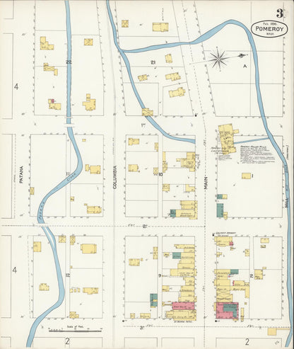 Sanborn Fire Insurance Map from Pomeroy, Garfield County, Washington (1896), Sheet #0003 - Complete Map Set gallery image, historic Sanborn map, vintage wall art, Washington Washington