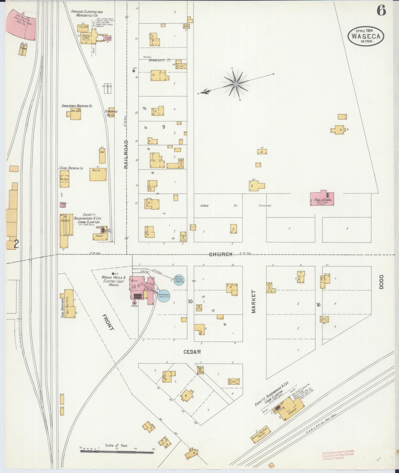 Sanborn Fire Insurance Map from Waseca, Waseca County, Minnesota (1904), Sheet #0006 - Complete Map Set gallery image, historic Sanborn map, vintage wall art, Minnesota Minnesota