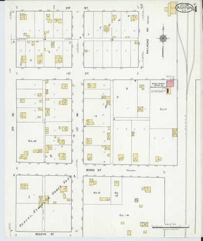 Sanborn Fire Insurance Map from Ashton, Spink County, South Dakota (1921), Sheet #0004 - Complete Map Set gallery image, historic Sanborn map, vintage wall art, South Dakota South Dakota