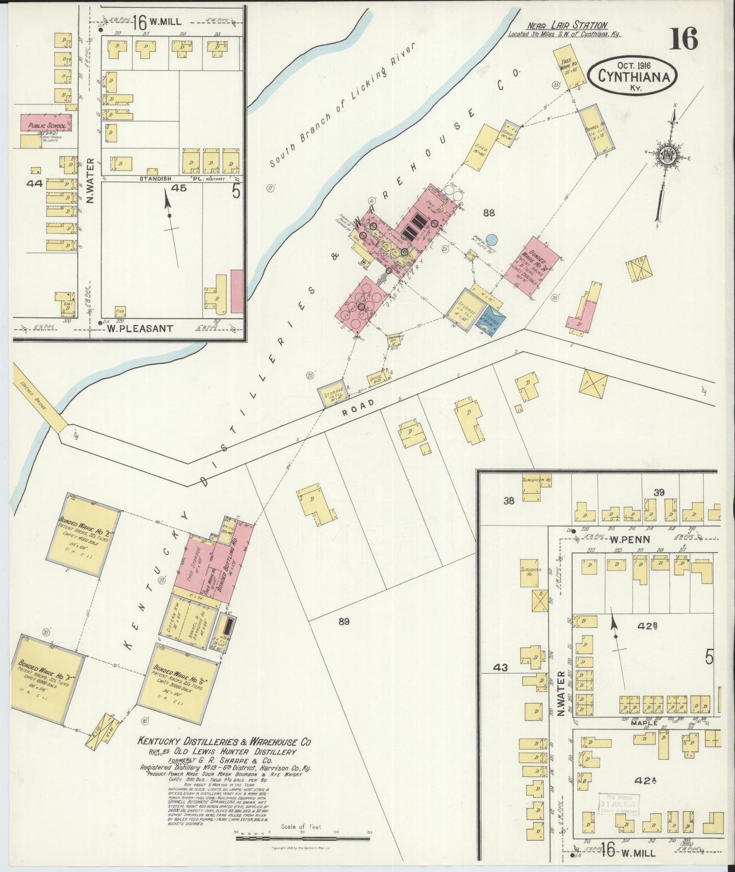 Sanborn Fire Insurance Map from Cynthiana, Harrison County, Kentucky (1916), Sheet #0016 - Complete Map Set gallery image, historic Sanborn map, vintage wall art, Kentucky Kentucky