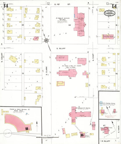 Sanborn Fire Insurance Map from Carroll, Carroll County, Iowa (1923), Sheet #0014 - Historic Sanborn Fire Insurance Map Print