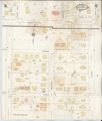 Sanborn Fire Insurance Map from Fayetteville, Washington County, Arkansas (1948), Sheet #0008 - Complete Map Set gallery image, historic Sanborn map, vintage wall art, Arkansas Arkansas
