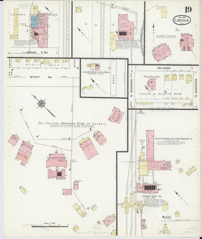 Sanborn Fire Insurance Map from Lincoln, Logan County, Illinois (1914), Sheet #0019 - Historic Sanborn Fire Insurance Map Print, vintage old map wall art, antique decor, genealogy gift, Illinois Illinois map