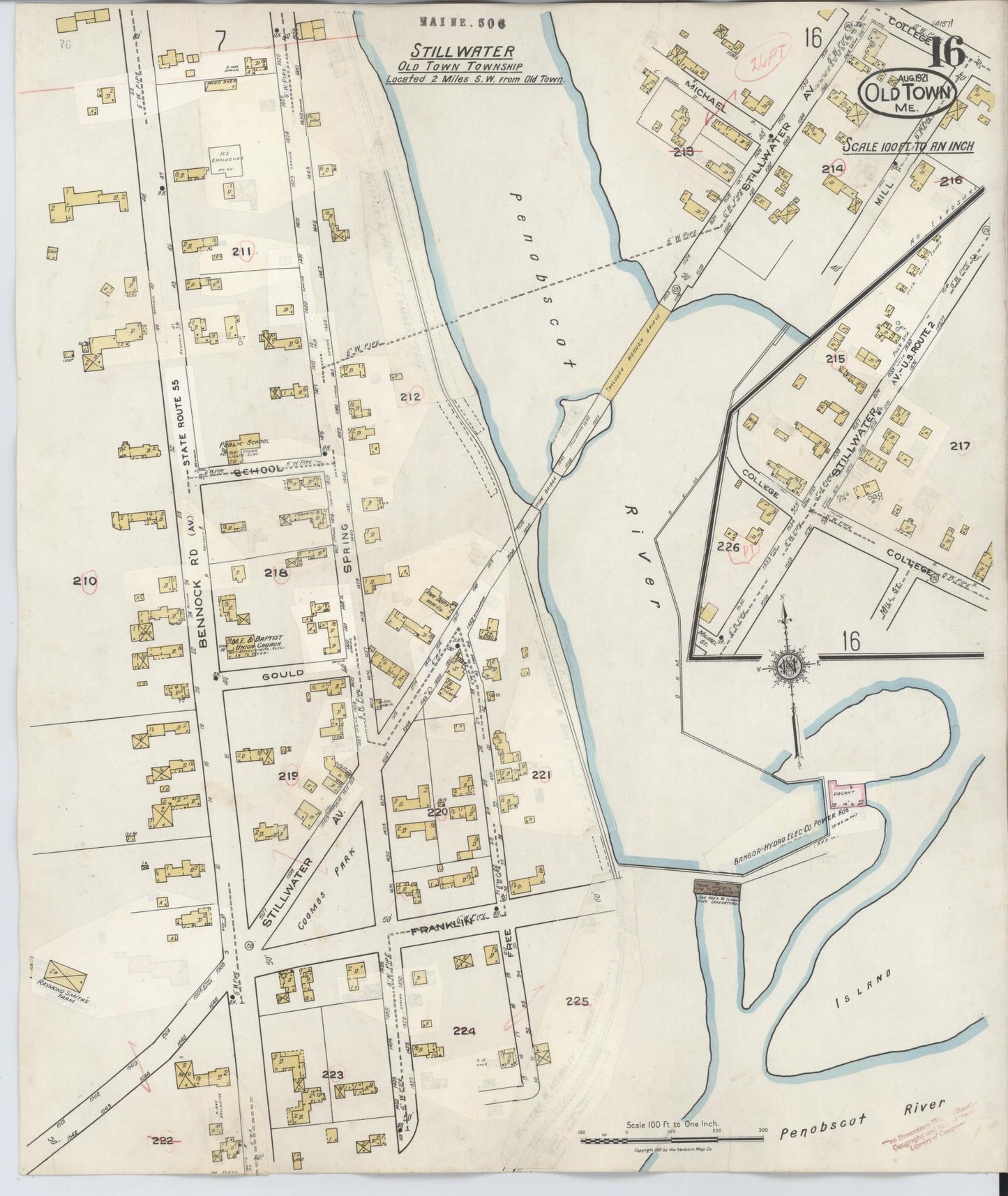 Sanborn Fire Insurance Map from Old Town, Penobscot County, Maine (1948), Sheet #0016 - Complete Map Set gallery image, historic Sanborn map, vintage wall art, Maine Maine