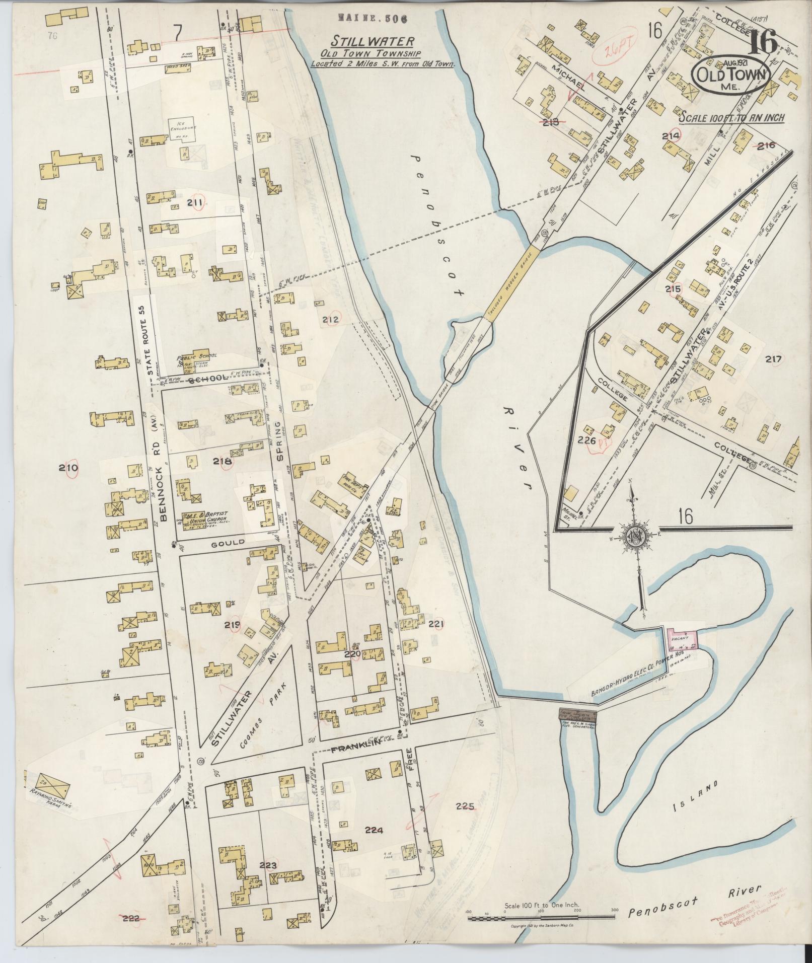 Sanborn Fire Insurance Map from Old Town, Penobscot County, Maine (1948), Sheet #0016 - Complete Map Set gallery image, historic Sanborn map, vintage wall art, Maine Maine