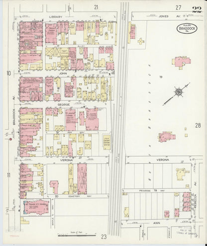 Sanborn Fire Insurance Map from Braddock, Allegheny County, Pennsylvania (1914), Sheet #0022 - Complete Map Set gallery image, historic Sanborn map, vintage wall art, Pennsylvania Pennsylvania