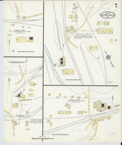 Sanborn Fire Insurance Map from Crystal Falls, Iron County, Michigan (1914), Sheet #0007 - Historic Sanborn Fire Insurance Map Print, vintage old map wall art, antique decor, genealogy gift, Michigan Michigan map