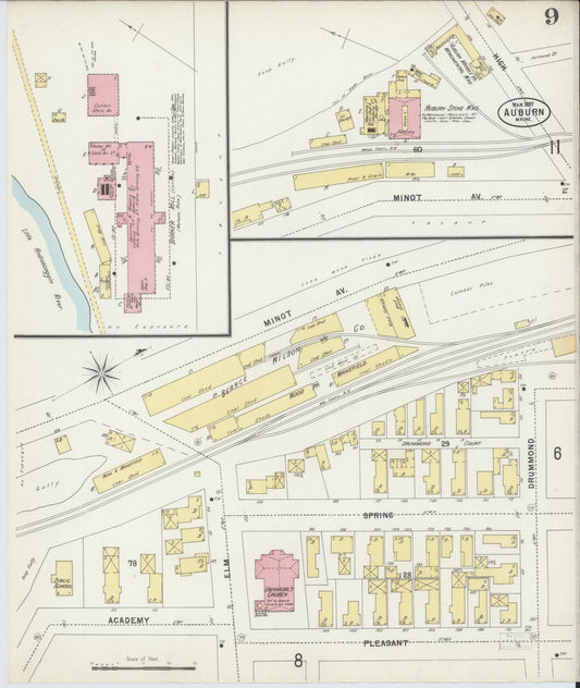 Sanborn Fire Insurance Map from Auburn, Androscoggin County, Maine (1897), Sheet #0009 - Historic Sanborn Fire Insurance Map Print, vintage old map wall art, antique decor, genealogy gift, Maine Maine map