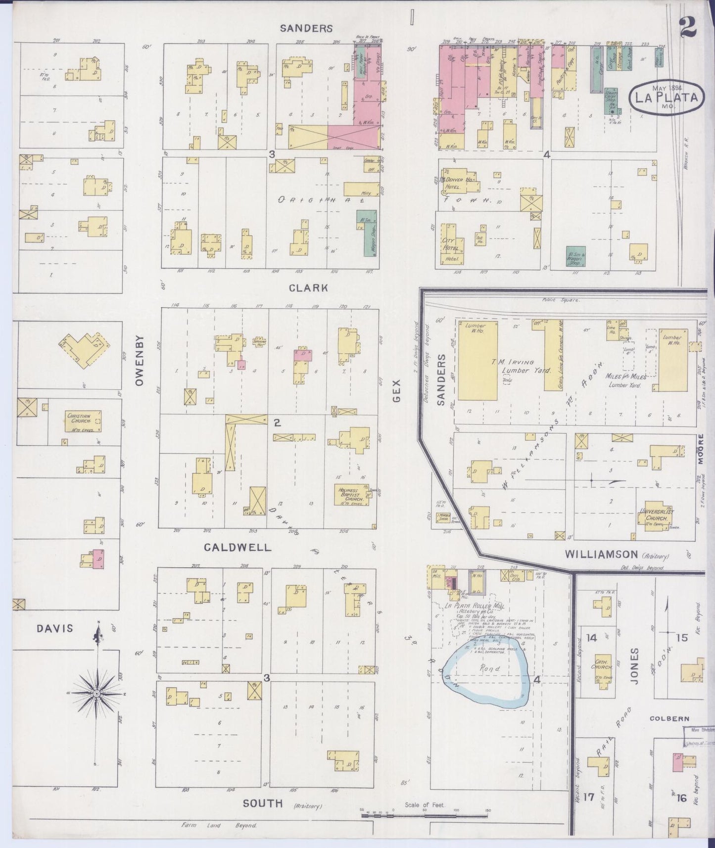 Sanborn Fire Insurance Map from La Plata, Macon County, Missouri (1894), Sheet #0002 - Complete Map Set gallery image, historic Sanborn map, vintage wall art, Missouri Missouri