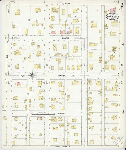 Sanborn Fire Insurance Map from Humboldt, Richardson County, Nebraska (1909), Sheet #0002 - Complete Map Set gallery image, historic Sanborn map, vintage wall art, Nebraska Nebraska