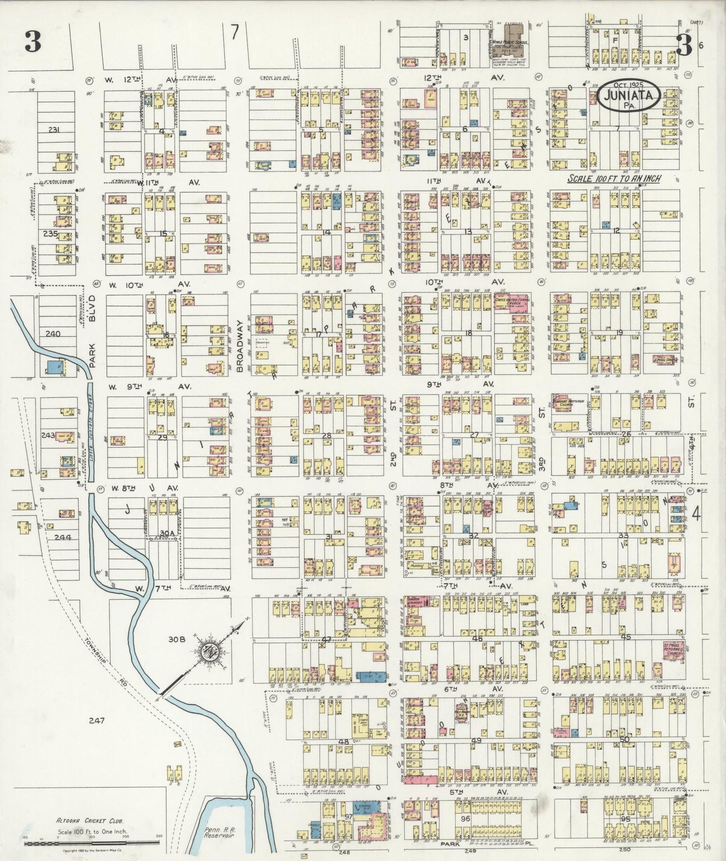 Sanborn Fire Insurance Map from Juniata, Blair County, Pennsylvania (1925), Sheet #0003 - Complete Map Set gallery image, historic Sanborn map, vintage wall art, Pennsylvania Pennsylvania