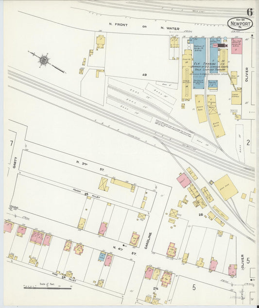 Sanborn Fire Insurance Map from Newport, Perry County, Pennsylvania (1911), Sheet #0006 - Historic Sanborn Fire Insurance Map Print, vintage old map wall art, antique decor, genealogy gift, Pennsylvania Pennsylvania map
