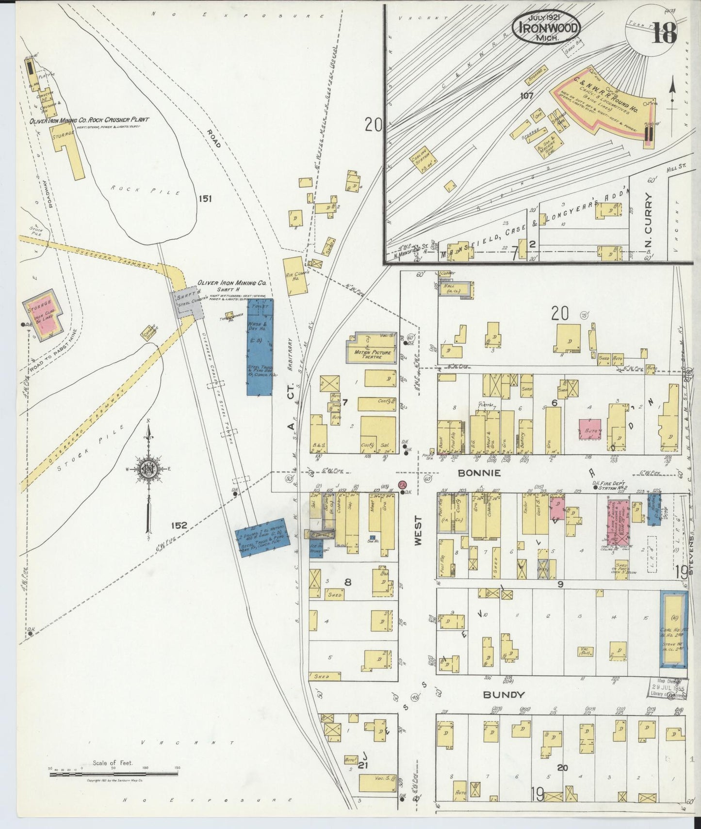 Sanborn Fire Insurance Map from Ironwood, Gogebic County, Michigan (1921), Sheet #0018 - Complete Map Set gallery image, historic Sanborn map, vintage wall art, Michigan Michigan