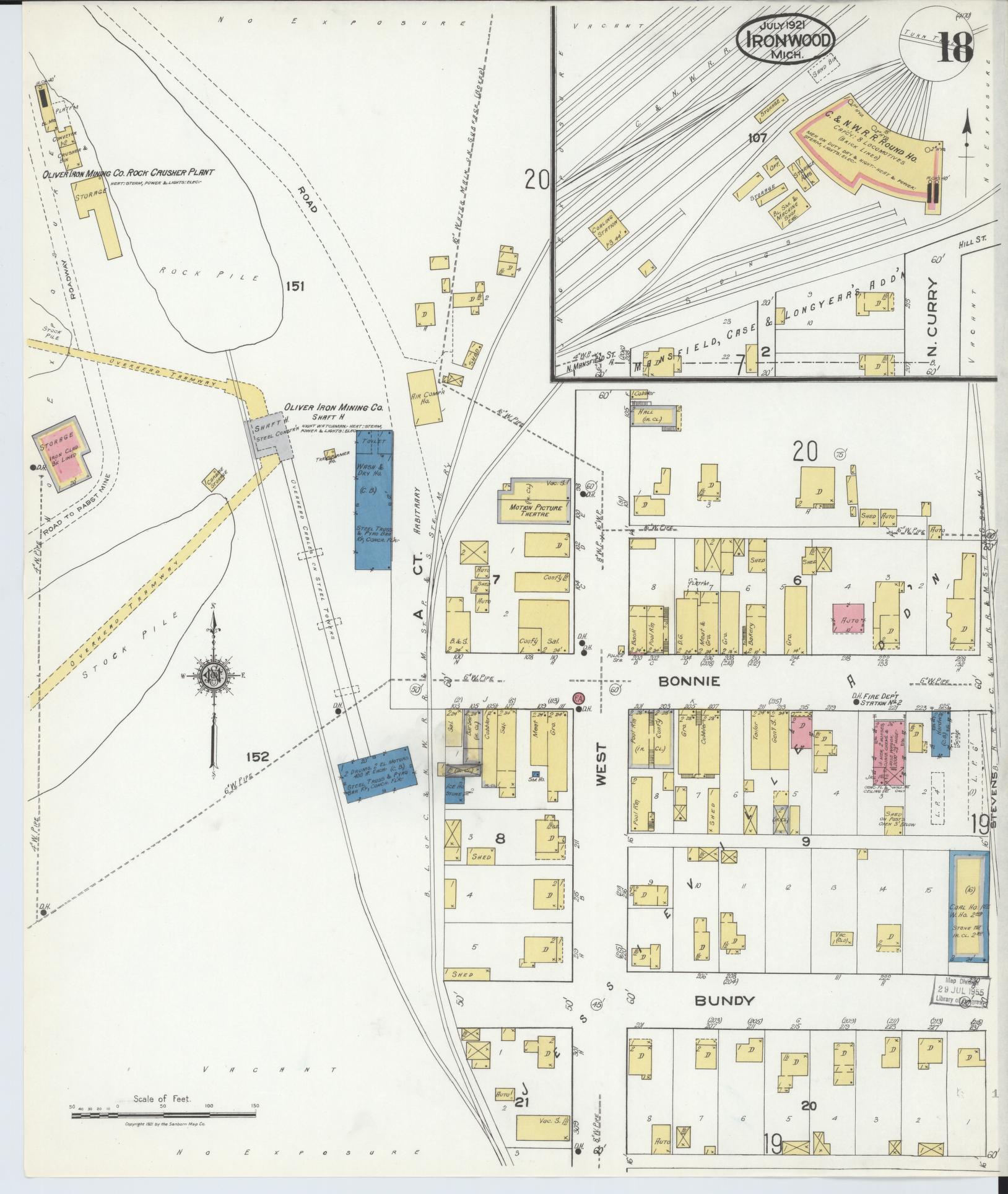 Sanborn Fire Insurance Map from Ironwood, Gogebic County, Michigan (1921), Sheet #0018 - Complete Map Set gallery image, historic Sanborn map, vintage wall art, Michigan Michigan