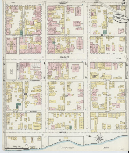 Sanborn Fire Insurance Map from McKeesport, Allegheny County, Pennsylvania (1889), Sheet #0005 - Complete Map Set gallery image, historic Sanborn map, vintage wall art, Pennsylvania Pennsylvania