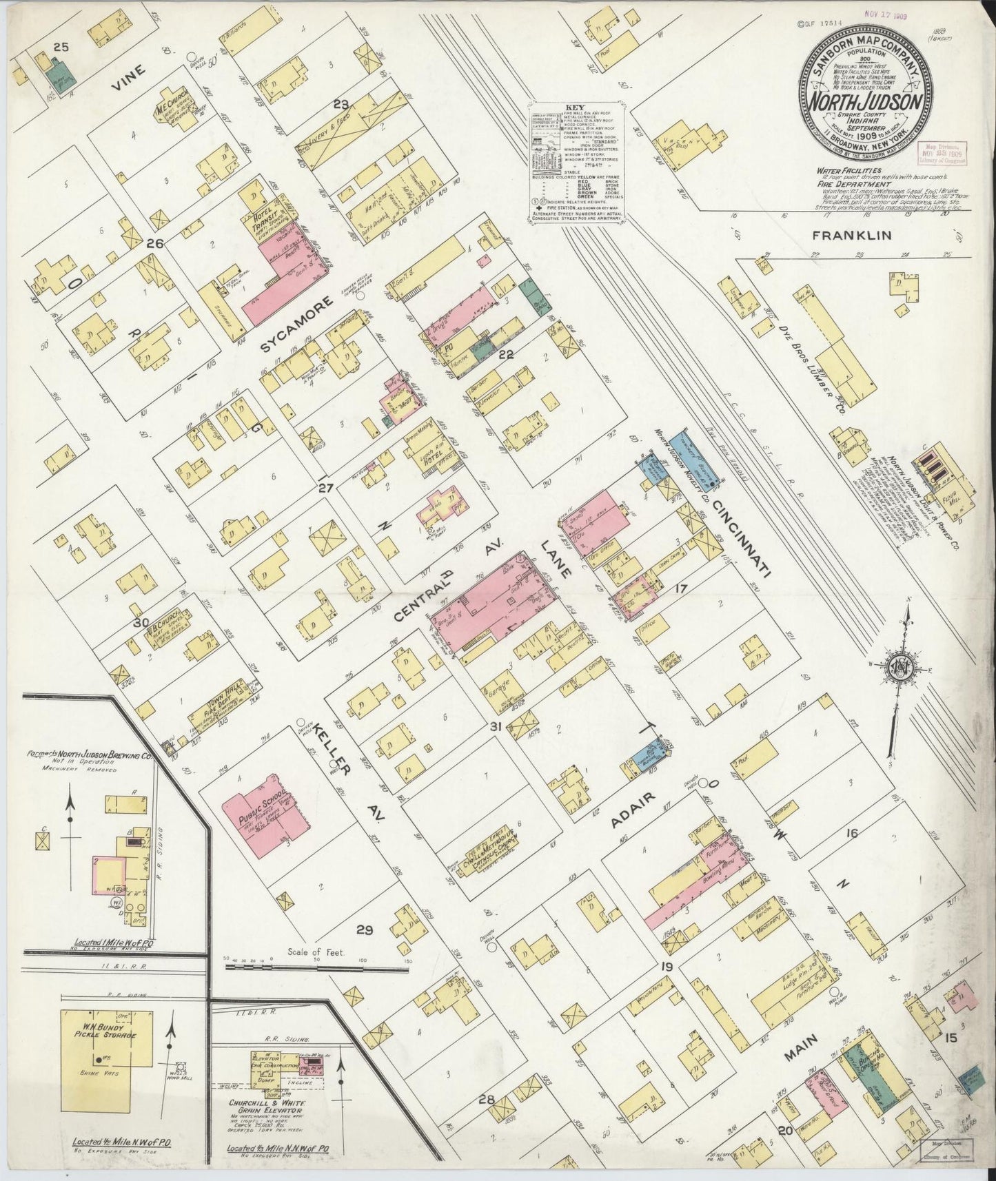 Sanborn Fire Insurance Map from North Judson, Starke County, Indiana. (1909) – Historic Sanborn Fire Insurance Map Print