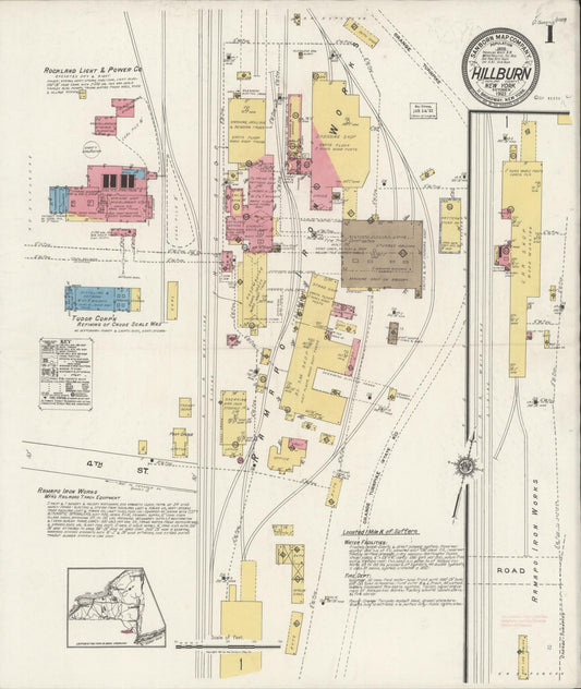 Sanborn Fire Insurance Map from Hillburn, Rockland County, New York (1921), Sheet #0001 - Complete Map Set gallery image, historic Sanborn map, vintage wall art, New York New York