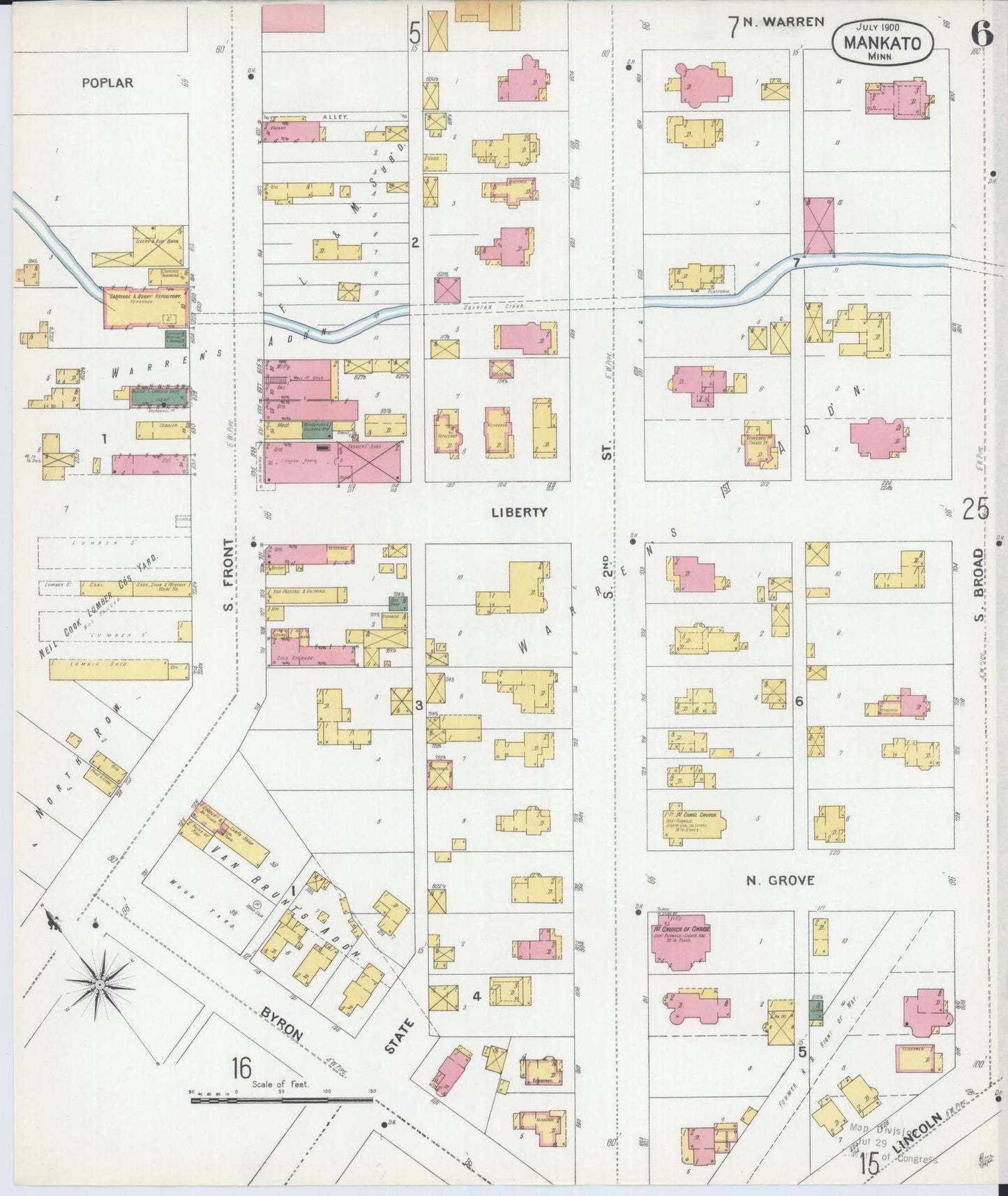 Sanborn Fire Insurance Map from Mankato, Blue Earth County, Minnesota (1900), Sheet #0006 - Complete Map Set gallery image, historic Sanborn map, vintage wall art, Minnesota Minnesota