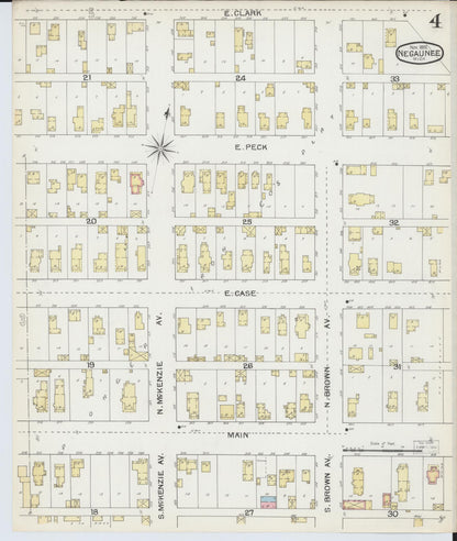 Sanborn Fire Insurance Map from Negaunee, Marquette County, Michigan (1892), Sheet #0004 - Historic Sanborn Fire Insurance Map Print, vintage old map wall art, antique decor, genealogy gift, Michigan Michigan map