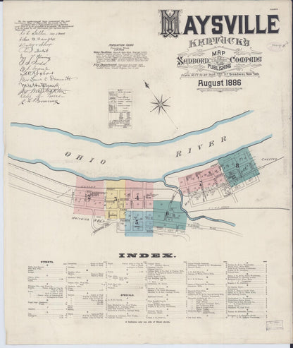 Sanborn Fire Insurance Map from Maysville, Mason County, Kentucky (1886), Sheet #0001 - Complete Map Set gallery image, historic Sanborn map, vintage wall art, Kentucky Kentucky