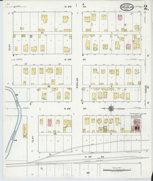 Sanborn Fire Insurance Map from Douglas, Converse County, Wyoming (1920), Sheet #0002 - Historic Sanborn Fire Insurance Map Print, vintage old map wall art, antique decor, genealogy gift, Wyoming Wyoming map