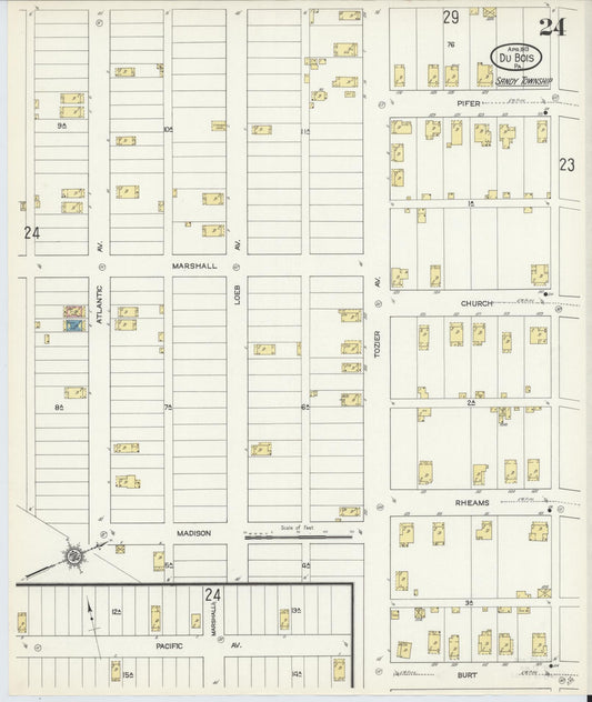 Sanborn Fire Insurance Map from Du Bois, Clearfield County, Pennsylvania (1913), Sheet #0024 - Historic Sanborn Fire Insurance Map Print, vintage old map wall art, antique decor, genealogy gift, Pennsylvania Pennsylvania map