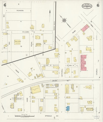 Sanborn Fire Insurance Map from Kissimmee, Osceola County, Florida (1926), Sheet #0006 - Complete Map Set gallery image, historic Sanborn map, vintage wall art, Florida Florida