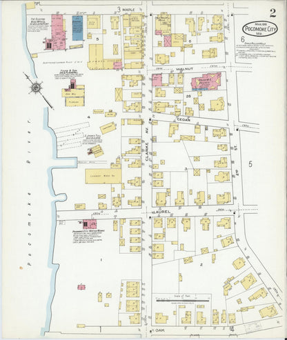 Sanborn Fire Insurance Map from Pocomoke City, Worcester County, Maryland (1919), Sheet #0002 - Complete Map Set gallery image, historic Sanborn map, vintage wall art, Maryland Maryland