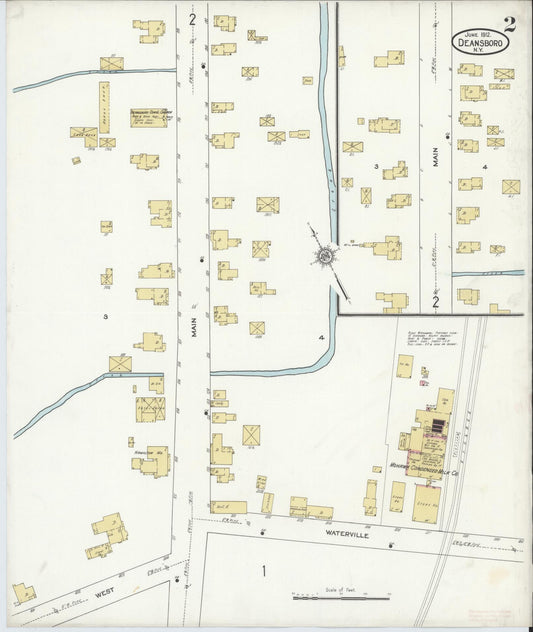 Sanborn Fire Insurance Map from Deansboro, Oneida County, New York (1912), Sheet #0002 - Historic Sanborn Fire Insurance Map Print, vintage old map wall art, antique decor, genealogy gift, New York New York map