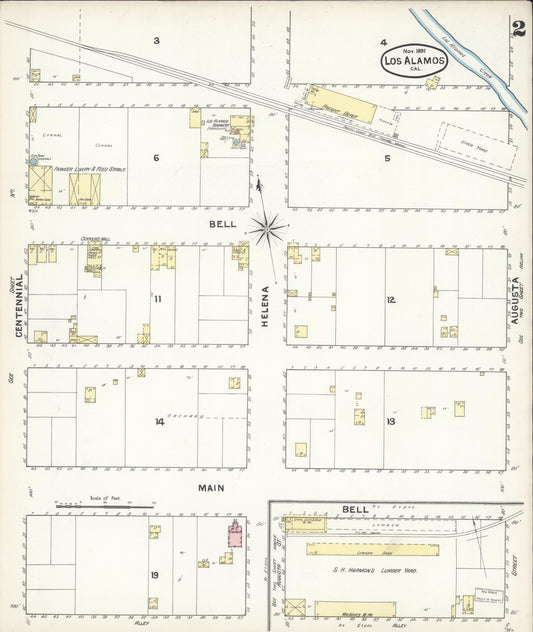 Sanborn Fire Insurance Map from Los Alamos, Santa Barbara County, California (1891), Sheet #0002 - Historic Sanborn Fire Insurance Map Print, vintage old map wall art, antique decor, genealogy gift, California California map