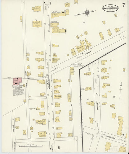 Sanborn Fire Insurance Map from Cambridge Springs, Crawford County, Pennsylvania (1911), Sheet #0007 - Complete Map Set gallery image, historic Sanborn map, vintage wall art, Pennsylvania Pennsylvania