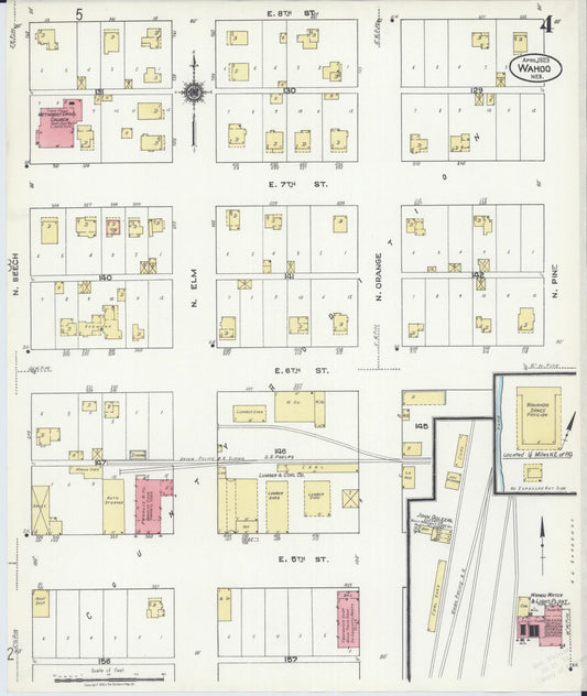 Sanborn Fire Insurance Map from Wahoo, Saunders County, Nebraska (1923), Sheet #0004 - Historic Sanborn Fire Insurance Map Print, vintage old map wall art, antique decor, genealogy gift, Nebraska Nebraska map