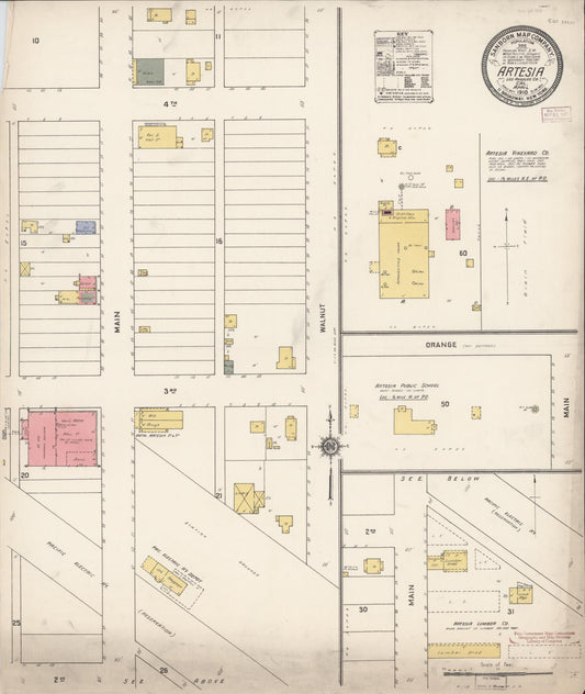 Sanborn Fire Insurance Map from Artesia, Los Angeles County, California (1910), Sheet #0001 - Historic Sanborn Fire Insurance Map Print, vintage old map wall art, antique decor, genealogy gift, California California map
