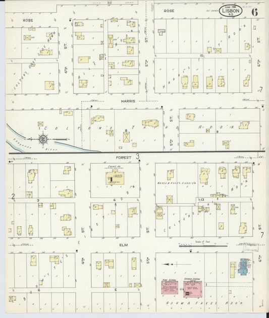 Sanborn Fire Insurance Map from Lisbon, Ransom County, North Dakota (1914), Sheet #0006 - Historic Sanborn Fire Insurance Map Print, vintage old map wall art, antique decor, genealogy gift, North Dakota North Dakota map