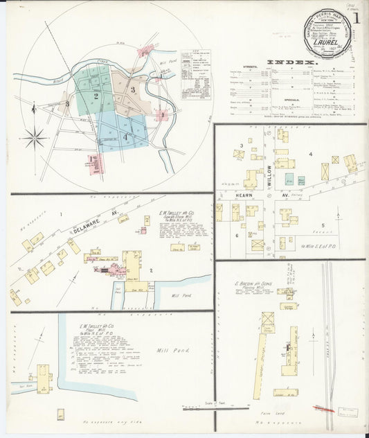 Sanborn Fire Insurance Map from Laurel, Sussex County, Delaware (1897), Sheet #0001 - Complete Map Set gallery image, historic Sanborn map, vintage wall art, Delaware Delaware