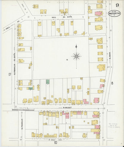 Sanborn Fire Insurance Map from Washington, Washington County, Pennsylvania (1900), Sheet #0009 - Historic Sanborn Fire Insurance Map Print, vintage old map wall art, antique decor, genealogy gift, Pennsylvania Pennsylvania map